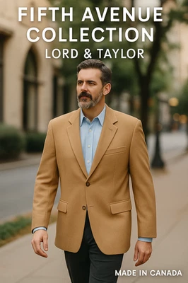 Abrigo deportivo Lord & Taylor Fifth Ave para hombre marrón camel 48TCorp clásico Foto 1 de 4