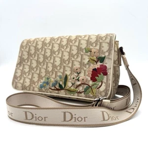 Borsa a tracolla Christian Dior Trotter ricamo fiori avorio usata 5284 - Foto 1 di 20
