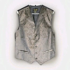 Scully Vest Mens Large Brown Paisley Patterned Formal Waistcoat Dressy Western - Picture 1 of 8
