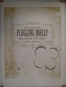 Flogging Molly Affiche Sérigraphie Ville Entrée Nashville March 14 2007 - Picture 1 of 1
