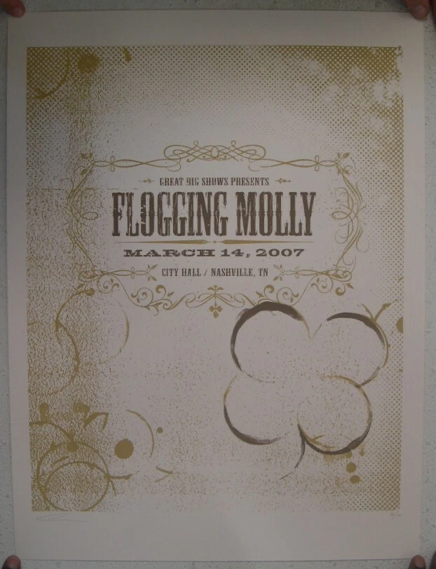 Flogging Molly Poster Silkscreen City Hall Nashville Tennessee March 14 2007 - Image 1 of 1