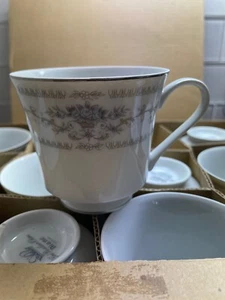 Fine China of Japan DIANE Blue Flowers Scrolls Tea Cup - Picture 1 of 3