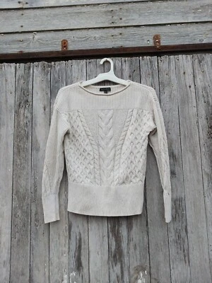 Banana Republic Womens Size XS Cotton Cable Knit Sweater Cream  - Image 1 of 4