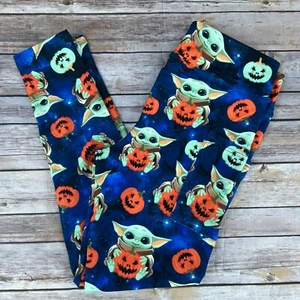 Baby Yoda Halloween Pumpkin Galaxy Star Wars Women's Leggings TC Plus Size 12-20 - Picture 1 of 3