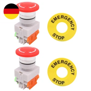 2 Stück Not Aus Schalter mit Not Stopp Schild LAY37-11ZS Notaus Druckschalter Sc - Bild 1 von 7