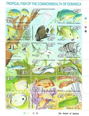 Dominica Scott 1232 Marine Life VF MNH Miniature Sheet 1990 FISH - Image 1 of 4