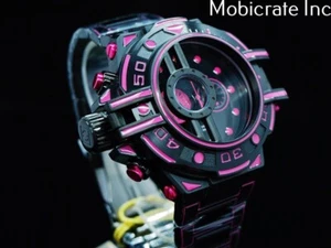 Invicta 54mm LEFTY Coalition Forces LUME Tactical Quartz Chrono Black Pink Watch - Picture 1 of 11