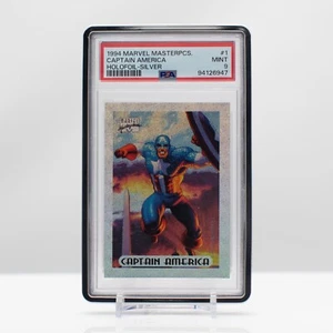 Marvel Masterpieces 1994 Captain America #1 Silver Holo Foil Fleer - PSA 9 Mint - Bild 1 von 4