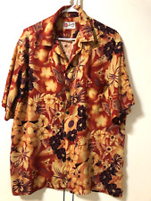 Hilo Hatti Hawaiian Original Shirt Mens Short Sleeve Rayon Aloha Orange XL