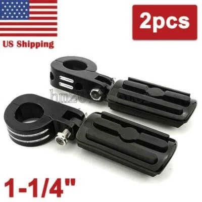 Black 1 1/4" Engine Guard Motorcycle Highway Pegs Foot Rest For Harley Davidson - Imagem 1 de 4