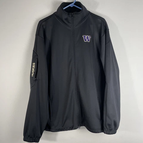Know Wear Washington Huskies Jacket Black Long Sleeves Pockets Full Zip Mens XL Cover