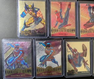 Rare sale : 1995 marvel metal 9 x trading cards, Spiderman, Wolverine and Venom  - Picture 1 of 4