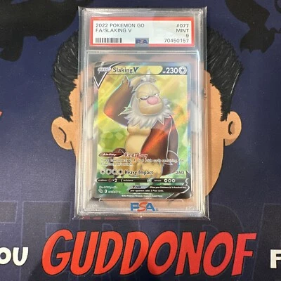 PSA 9 MINT 2022 Pokemon Go SLAKING V #077 Full Art Ultra Rare - Image 1 of 3