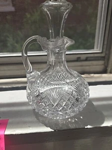 Cut Glass/Crystal Hobstar & Pinwheel/Swirl Cruet & Stopper - Picture 1 of 13