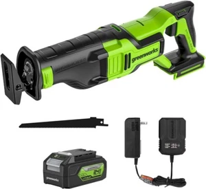 Greenworks 24V Cordless Reciprocating Saw RSG401 w/ 4Ah USB Battery & Charger - Picture 1 of 7