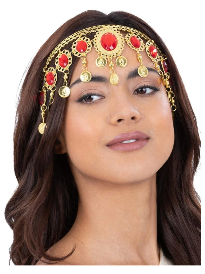 Grecian Gold & Ruby Headdress Adults Egyptian Greek Toga Party Indian - Image 1 of 1
