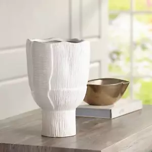 Hansville Matte White 13 1/2" High Decorative Vase - Picture 1 of 8