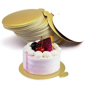 Mini Round Golden Cardboard Cake Base 100PCS Grease Proof Dessert Paper Board - Picture 1 of 6