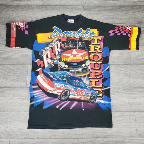 VTG 1998 Kenny Irwin/Dale Jarrett Robert Yates Racing All Over Print Shirt Sz L Cover