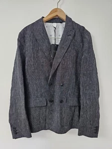 Ted Baker Mens Black Naver Fine Stripe Linen Breasted Blazer Sz 36" - Picture 1 of 13