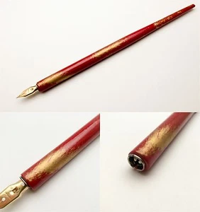 Vintage Japanese Urushi & gold paint dip pen nib holder RED NEW(rare+++) - Picture 1 of 4