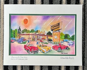 Rattery's Car Hop Art Print North Attleboro MA Roadside Diner 50's cars hot rod - Picture 1 of 2