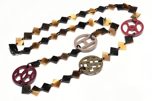 HERMÈS Collana Catena Hermes Paris Diva Viola Verde Grigio H Corno