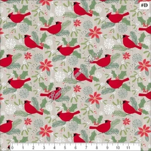 NORTHCOTT "SWEDISH XMAS" CARDINALS CHICKADEES BIRDS CHRISTMAS FABRIC SELECTION - Picture 1 of 1