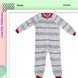 Family Pajamas Matching Winter Fairisle One-Piece Gray (XS: 4-5] - Picture 1 of 1