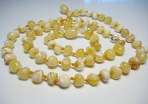 White Yellow Genuine Beautiful Baltic Amber Necklace 20 in !!! - Picture 1 of 3