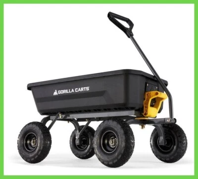 Carro de jardín de volteo de jardín de polietileno GORILLA CARTS 4 ft³ 600 lb con neumáticos Foto 1 de 4