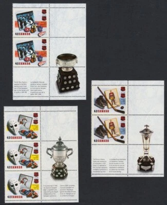 HOCKEY = 75th NHL = 3 Blocks with inscription tabs Canada 1992 #1443-1445 MNH - Image 1 of 4