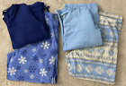 2 Pair Gander Mountain Guide Series Women's Xl Fleece 2-Pc Pajamas Euc Blue Warm