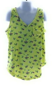 Poof Girls Yellow Floral Sleeveless V Neck Top Size Large - Picture 1 of 9
