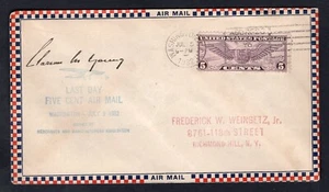 USA 1932 Last Day 5c Airmail Cover. Roessler Design - Picture 1 of 2