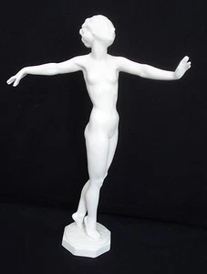 VTG HUTSCHENREUTHER ART DECO PORCELAIN DANCING NUDE LADY BY C. WERNER MINT 9.25” - Picture 1 of 11