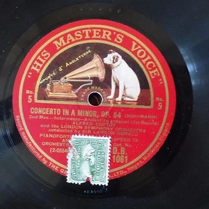 78 rpm ALFRED CORTOT LONDON SYMPH ORCH SCHUMANN OP54 N7 DB1062 HMV Landon Ronald - Picture 1 of 2