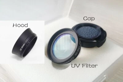UV Lens Filter + Lens Cap + Hood for Rollei 35 series 35 35S 35SE Sonnar 40/2.8 - Image 1 of 4