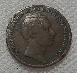 1845 SCHWEDEN 2/3 SKILLING KUPFERMÜNZE  - Bild 1 von 2