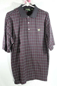 Amen Corner Masters Polo Schwarz Rot Kariert Kurzarm Herren L - Bild 1 von 8