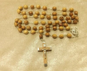 Rosary Olive Wood Beads with Blessing Hand Made Jerusalem Holy Land - Picture 1 of 8