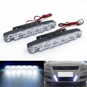 ˘1 Pair Super Bright DRL Daytime Xenon White 6 LED Running Driving Lights Fog - Picture 1 of 6
