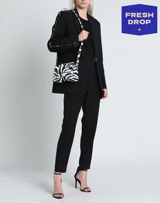 RRP€1190 OFF-WHITE Burrow 27 Leather Crossbody Bag Zebra Print Magnetic Flap - Image 1 of 4