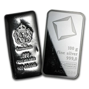 100 gram Silver Bar - Secondary Market - Picture 1 of 2
