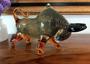 Figura de cristal toro escultura figura de cristal toro arte cristal bisonte estilo Murano - Imagen 1 de 6
