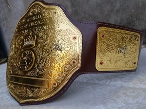 Big Gold Brown World Heavyweight Championship Replica Title Belt Adult 4MM Brass - Picture 1 of 9