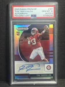 2020 Panini Prizm Draft Picks Tua Tagovailoa Auto Rookie Silver PSA 10 Gem Mint - Picture 1 of 3
