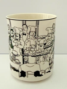 Taza Época 'Le Restaurant'. Dibujos animados en blanco y negro de chefs y camareros de bistró francés - Imagen 1 de 10