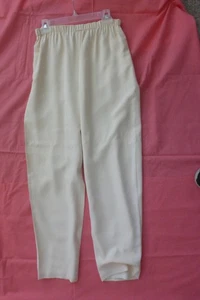 Vintage 90s Anne Klein ll Ivory silk high rise straight leg trouser pants 8 - Picture 1 of 4