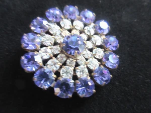 Hervorragender tschechischer Vintage Glas Strass Knopf lila & Kristall - Bild 1 von 3